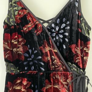 Romantic Fringed Velvet Midi Dress